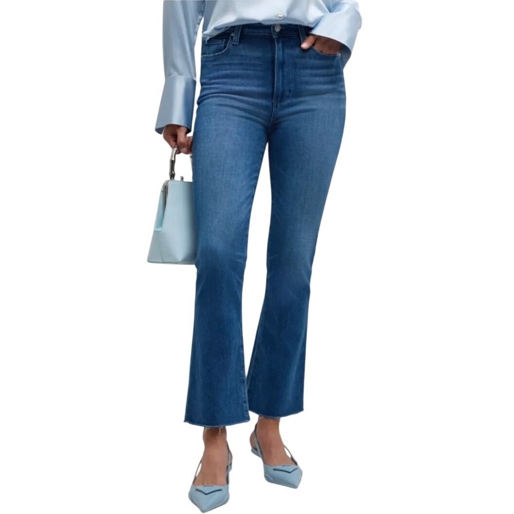 NWT Paige Claudine High Rise Ankle Flare Raw Hem Jeans Stardom Medium Wash 26